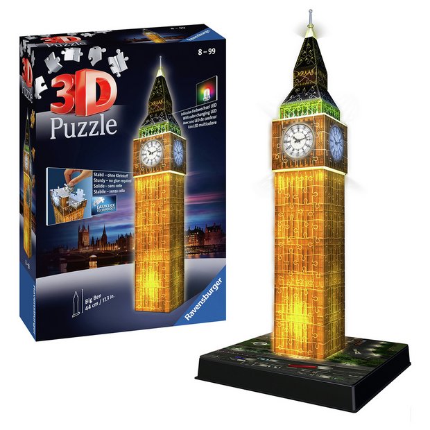 Buy Big Ben At Night 216 Piece 3D Puzzle | Jigsaws and puzzles | Argos