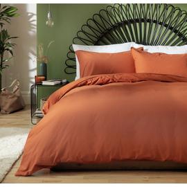 Habitat Cotton Linen Plain Rust Bedding Set