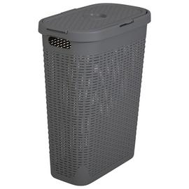 Addis 40 L Slimline Laundry Basket - Dark Grey