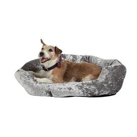 Grey Crushed Velvet Box Bed - Medium