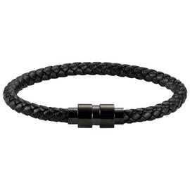 Revere Men's Stainless Steel and Leather Strap Bracelet