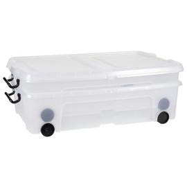 Strata 2 X 35L Wheeled Underbed Storage Boxes - Clear