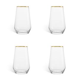 Habitat Set of 4 Gold Rim Hi Ball Glasses