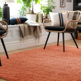 Habitat Noodle Plain Terracotta Shaggy Rug - 160x230cm