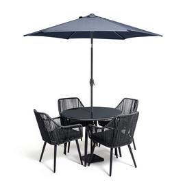 Habitat Malta 4 Seater Rattan Effect Patio Set - Black