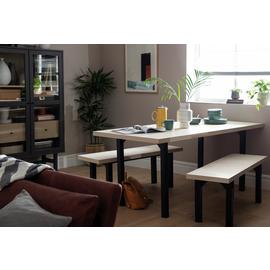 Habitat Zayn Wood Effect Dining Table & 2 Benches - Birch