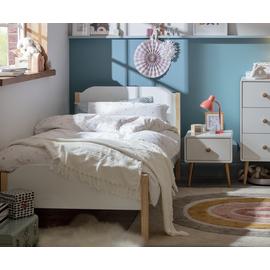 Habitat Nico Single Wooden Bed Frame - White & Pine