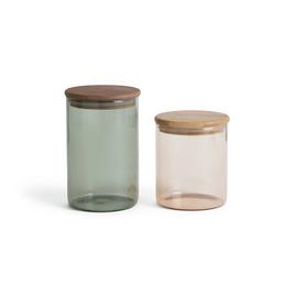 Habitat Citrine Set of 2 Glass Jars - Blue and Pink