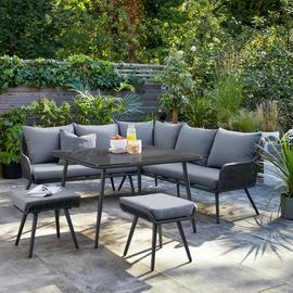 Habitat Malta 6 Seater Garden Corner Sofa Set- Black