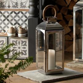 Habitat Medium Lantern Candle Holder - Silver