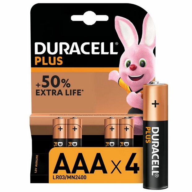 Buy Duracell Plus Power Alkaline AAA Batteries Pack of 4 Batteries and rechargeable