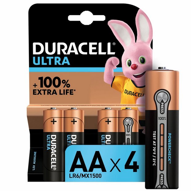 Buy Duracell Ultra Power Alkaline AA Batteries Pack of 4 at Argos.co