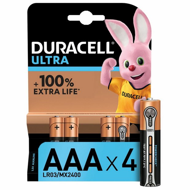 Buy Duracell Ultra Power AAA Alkaline Batteries Pack of 4 at Argos.co