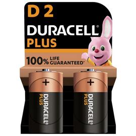 Duracell Plus Alkaline D Batteries - Pack of 2