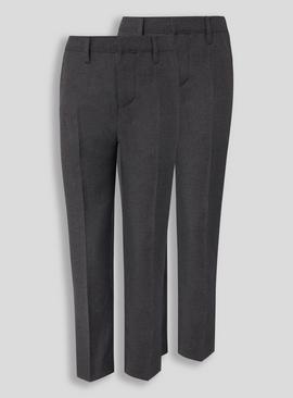 Black Woven Longer Leg Trousers 2 Pack