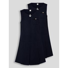 2 Pack Navy Zip Through Pinafore