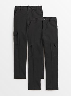 2 Pack Charcoal Cargo Trousers