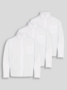3 Pack White Long Sleeve Shirts