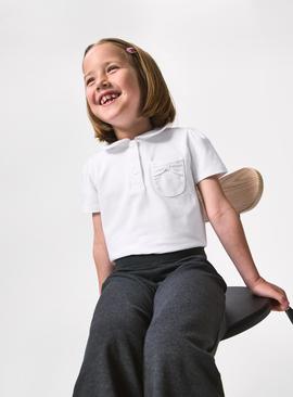 2 Pack White Jersey Polo Shirts
