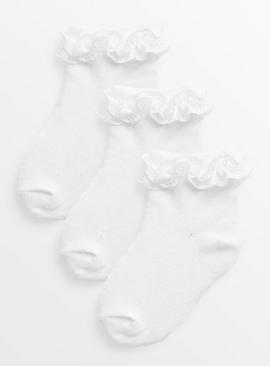 White Frill Socks 3 Pack
