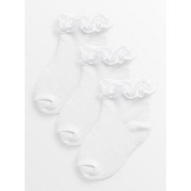White Frill Socks 3 Pack