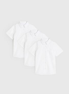 3 Pack Girls White Slim-Fit Short Sleeve Shirts