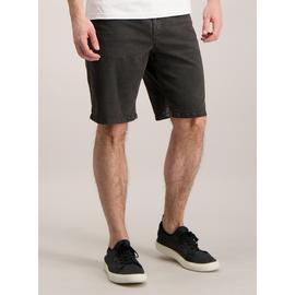 Charcoal Grey Denim Straight Fit Shorts With Stretch