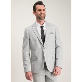 Grey Cotton & Linen Blend Tailored Fit Suit Jacket