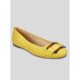 Yellow Tortoiseshell Buckle Ballerina Pumps