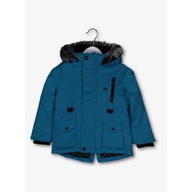 Blue Hooded Parka Coat