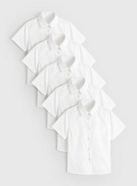 White Woven Short Sleeve Regular Fit Shirts