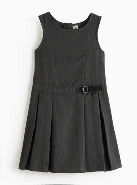 Grey Buckle Detail Pinafore Dress