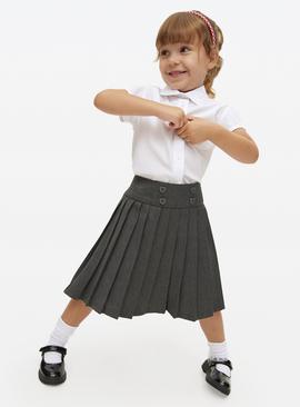 Grey Heart Button Small Pleated Skirt