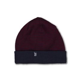 Sock Shop Navy & Burgundy Stripe Beanie Hat - One Size