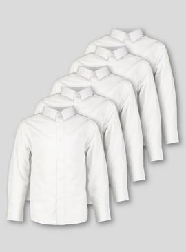 White Long Sleeve Regular Fit Shirt 5 Pack 7 years
