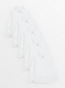 5 Pack White Long Sleeve Shirts