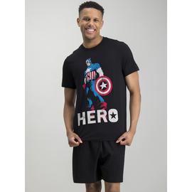 Online Exclusive Captain America Black Short Pyjamas