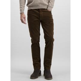 Tobacco Brown Slim Fit Corduroy Trousers With Stretch