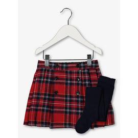 Red Check Skirt & Tights Set