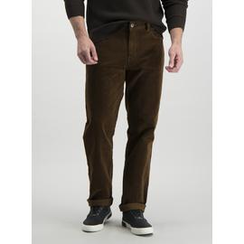 Tobacco Brown Straight Fit Corduroy Trousers With Stretch