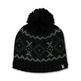 SockShop Black Fair Isle Knitted Beanie - One Size