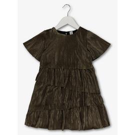 Gold Plissé Lined Dress