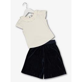 Navy Culottes & Cream Top Set
