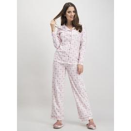 Winter White & Dusky Pink Jersey Traditional Pyjamas