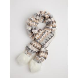 Mini Me Cream & Grey Sparkle Fair Isle Scarf - One Size