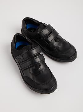 Black Leather Twin Strap Trainers