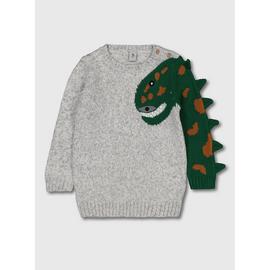 Grey Dinosaur Sleeve Jumper