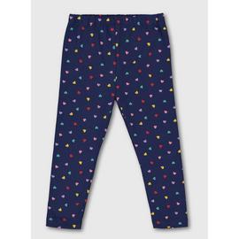 Navy Heart Print Leggings