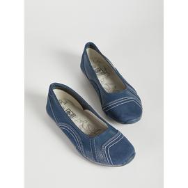 Online Exclusive Navy Leather Sports Ballerina Pumps