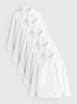5 Pack Long Sleeve White Shirts